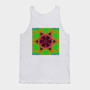 Weave Mandala Green Orange and Pink Tank Top